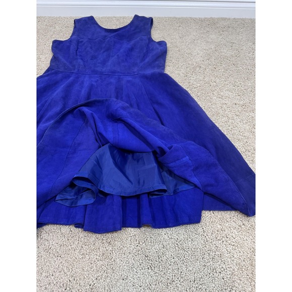 Shoshanna Dress Womens 12 Blue Suede Fit & Flare Sleeveless Lined Knee Length - Picture 2 of 8